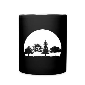 Wald Mond Mischwald Natur Eiche Buche Birke Fichte - Tasse einfarbig - Schwarz - Vorne
