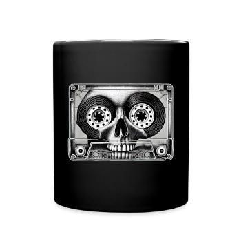 Cassette Skull - Soundtrack des Lebens - Tasse einfarbig - Schwarz - Vorne