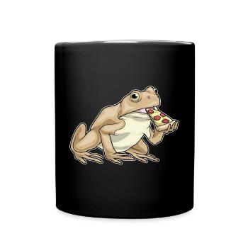 Frosch Pizza - Tasse einfarbig - Schwarz - Vorne