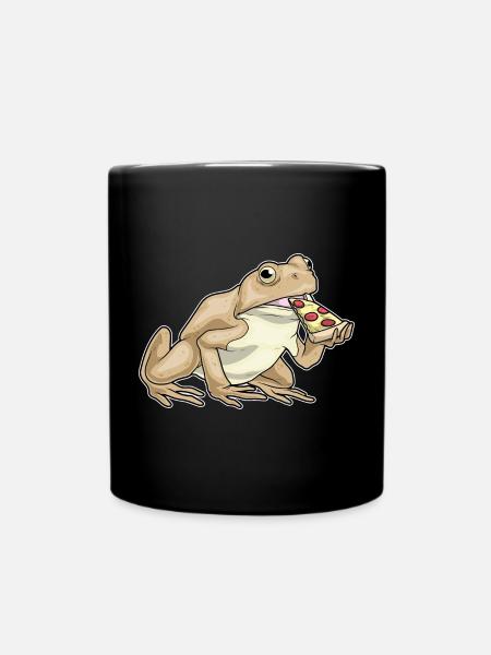 Frosch Pizza - Tasse einfarbig - Schwarz