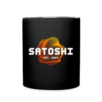 Satoshi Nakamoto est. 2009 Blockchain Bitcoin - Full Colour Mug - black - Front