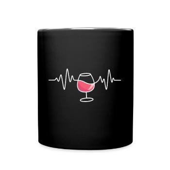 Wein Herzschlag Roséwein Rotwein - Tasse einfarbig - Schwarz - Vorne
