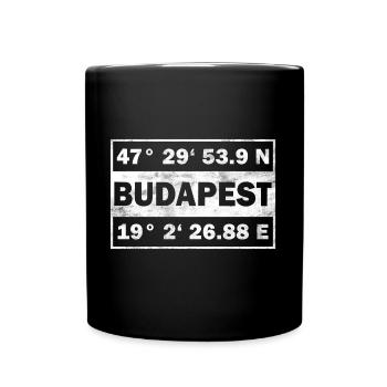 Budapest coordinates Hungary city Budapest - Full Colour Mug - black - Front