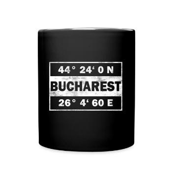 Bucharest Koordinaten Stadt Rumänien Bukarest - Tasse einfarbig - Schwarz - Vorne