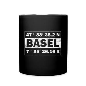 Basel Koordinaten Schweiz Basel - Tasse einfarbig - Schwarz - Vorne