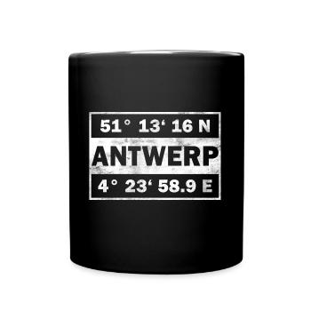 Antwerp Coordinates Belgium Antwerp - Full Colour Mug - black - Front