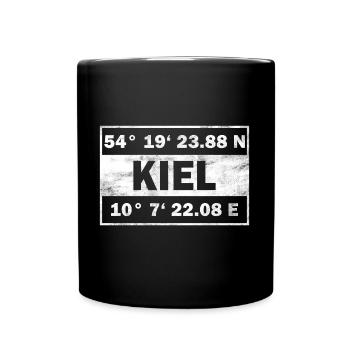 Kiel Koordinaten Hansestadt Kiel - Tasse einfarbig - Schwarz - Vorne