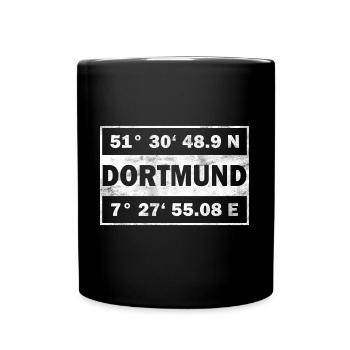 Dortmund Koordinaten - Tasse einfarbig - Schwarz - Vorne