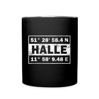 Halle Koordinaten - Tasse einfarbig - Schwarz - Vorne