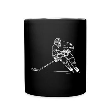 Eishockeyspieler Line Art - Tasse einfarbig - Schwarz - Vorne