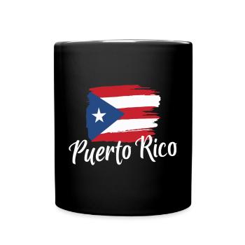 Drapeau de Porto Rico Coup de pinceau - Mug uni - noir - Devant