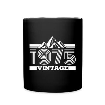 Geburtstag 1975 Retro Natur Wandern Berge - Tasse einfarbig - Schwarz - Vorne