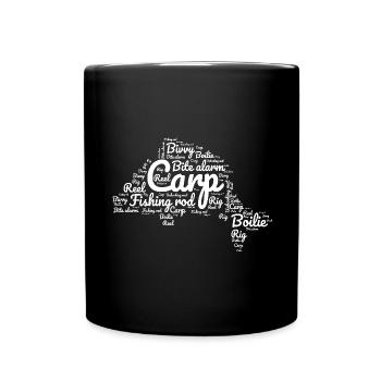 Carp Fishing - Carp-Shaped White Words - Full Colour Mug - black - Front