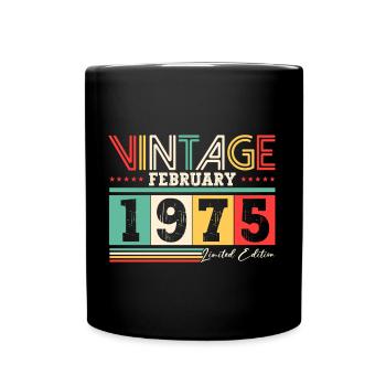 50th Birthday Gift Husband Vintage February 1975 - Full Colour Mug - black - Front