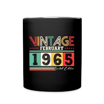 60. Geburtstag Geschenk Mann Vintage Februar 1965 - Tasse einfarbig - Schwarz - Vorne