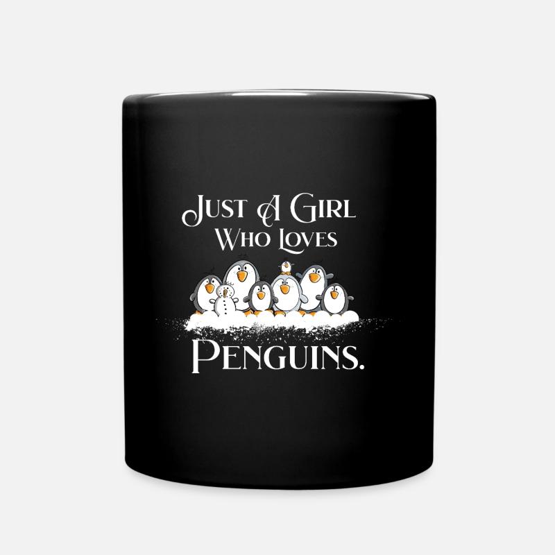 Just A Girl Who Loves Penguins Pinguin Spruch - Tasse einfarbig - Schwarz
