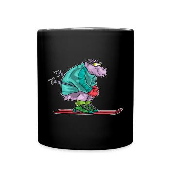 Hippopotame skieur ski sports d’hiver - Mug uni - noir - Devant