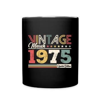 50th Birthday Gift Husband Vintage March 1975 - Full Colour Mug - black - Front