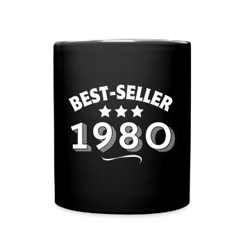 1980, year of birth, 45 years old - Full Colour Mug - black - Front