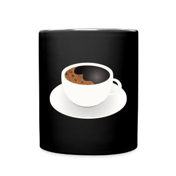 Schlichte Kaffeetasse mit schwarzem Kaffee Motiv - Tasse einfarbig - Schwarz - Vorne