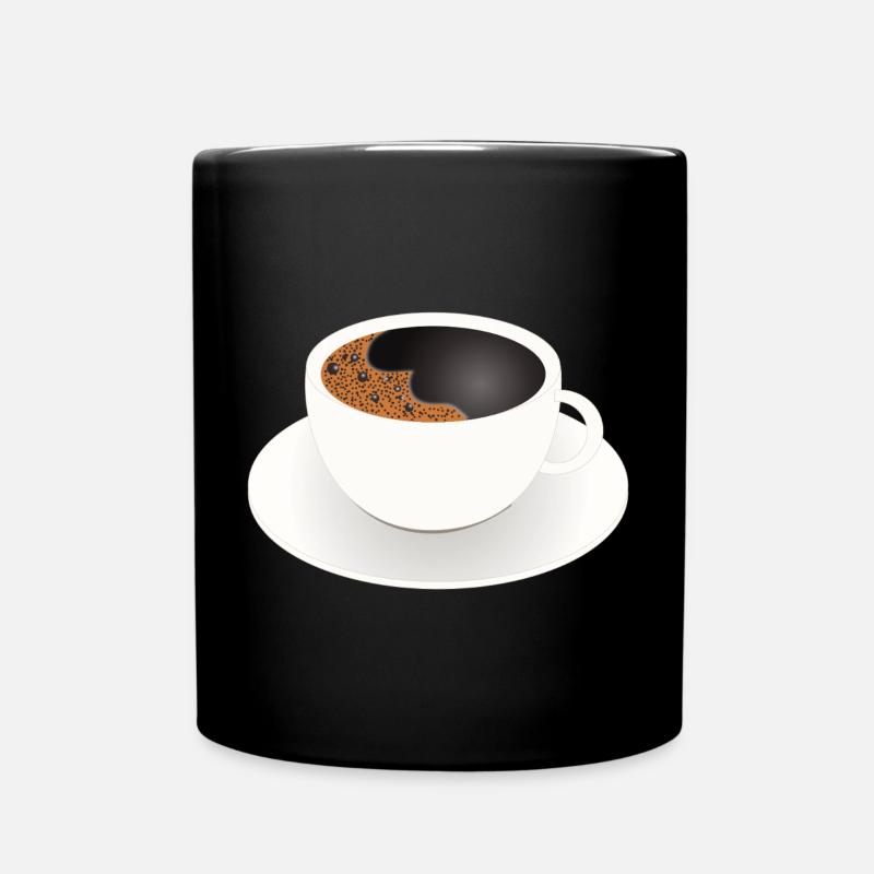Schlichte Kaffeetasse mit schwarzem Kaffee Motiv - Tasse einfarbig - Schwarz