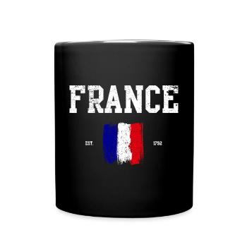 Drapeau français Traits de peinture Design - Mug uni - noir - Devant