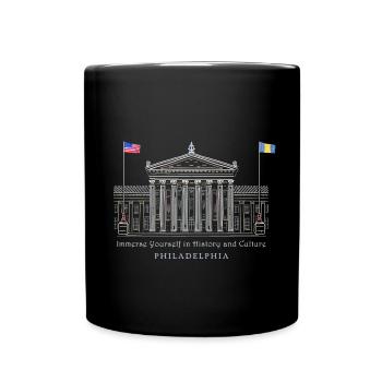 Philadelphie, dessin à la main, Façade, Culture, États-Unis - Mug uni - noir - Devant