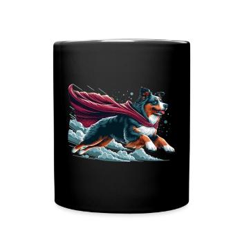 Super Dog Australian Shepherd Sheppie Gift - Full Colour Mug - black - Front