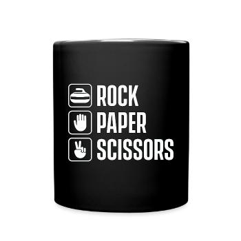 Rock Paper Scissors. Always curling. - Full Colour Mug - black - Front