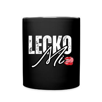 Lederoptik mit Lippenakzent - Tasse einfarbig - Schwarz - Vorne