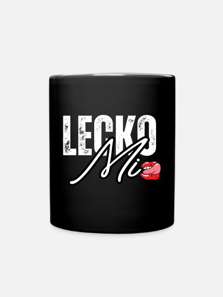 Lederoptik mit Lippenakzent - Tasse einfarbig - Schwarz
