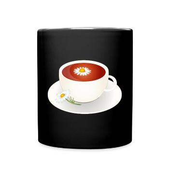 Chamomile tea motif with flower in elegant cup - Full Colour Mug - black - Front
