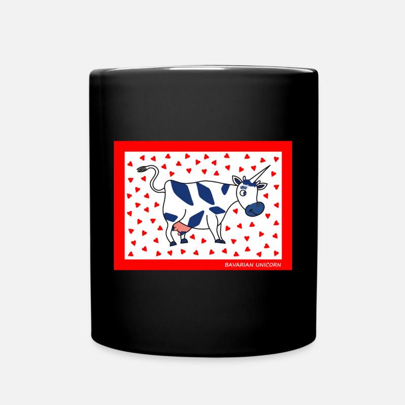 BAVARIAN UNICORN - Hearts - Full Colour Mug - black