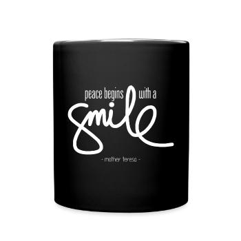 Peace begins with a smile (dark) - Tasse einfarbig - Schwarz - Vorne