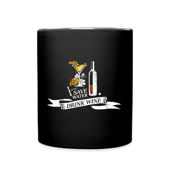 Save water drink wine - Full Colour Mug - black - Front