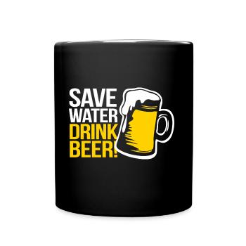 SAVE WATER DRINK BEER DRINKING SPORTS FAN T-SHIRT - Tasse einfarbig - Schwarz - Vorne