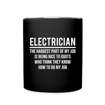 Funny Electrician Job Sarcasm Co-Worker T-Shirt - Full Colour Mug - black - Front