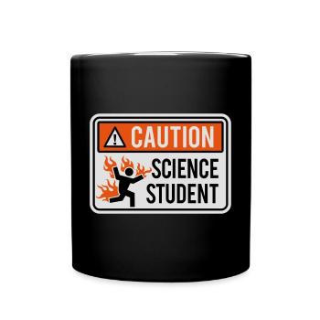 Attention étudiant en sciences - physique / chimie - Mug uni - noir - Devant