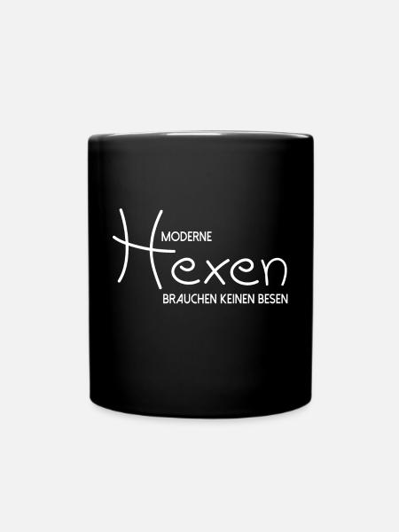 Moderne Hexen brauchen keinen Besen - Tasse einfarbig - Schwarz