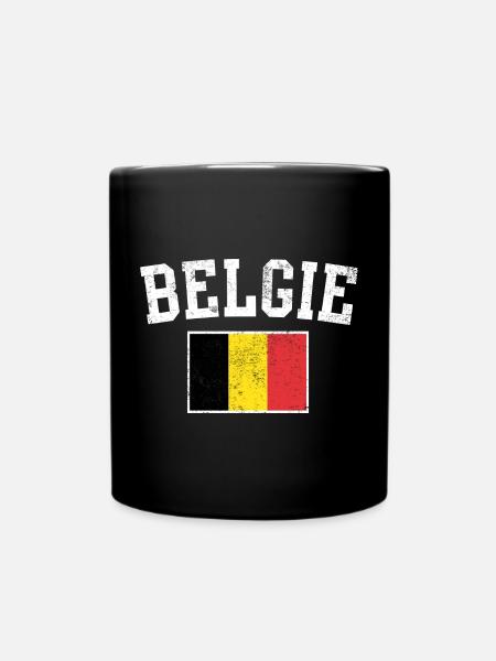 Belgian Flag Bold Letters - Full Colour Mug - black
