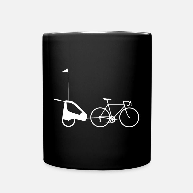 Fahrrad mit Kinderwagen Anhänger - Tasse einfarbig - Schwarz