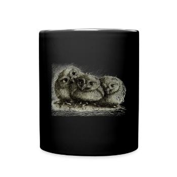 three young owls - Full Colour Mug - black - Front
