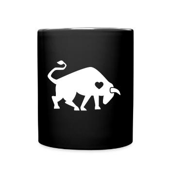 Bull ox cow bullfighting torero gift heart - Full Colour Mug - black - Front