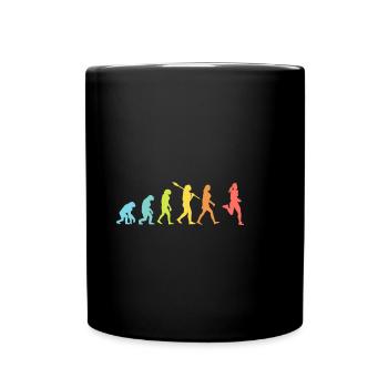 Evolution Joggerin Frau Geschenk bunt - Tasse einfarbig - Schwarz - Vorne