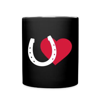 Fer à cheval et coeur - Mug uni - noir - Devant