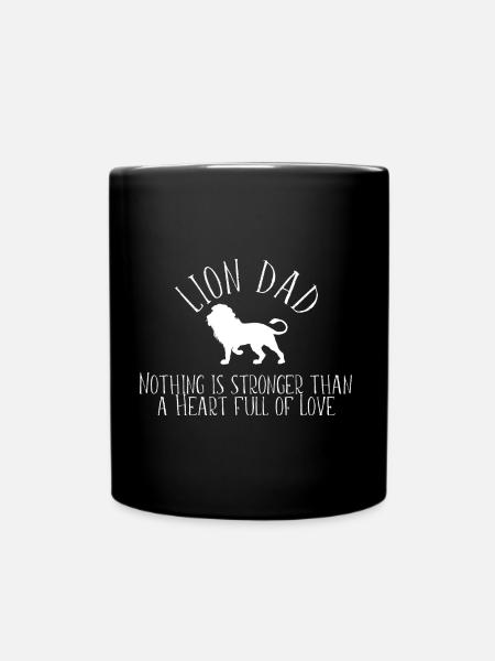 Papa Vater Löwe Geschenk Spruch Herz Liebe - Tasse einfarbig - Schwarz