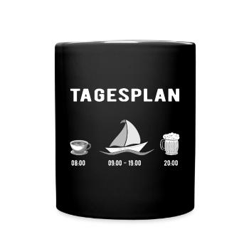 Tagesplan Segeln - Tasse einfarbig - Schwarz - Vorne