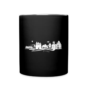 Abstrakte Neuss Stadtsilhouette mit Skyline - Tasse einfarbig - Schwarz - Vorne