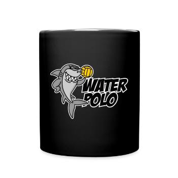 Lustig Wasserball Hai Water Polo Wasserballspieler - Tasse einfarbig - Schwarz - Vorne