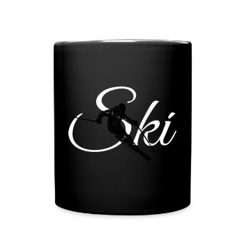 Ski (Vintage Schwarz/Weiß) Skifahren Skifahrer - Tasse einfarbig - Schwarz - Vorne